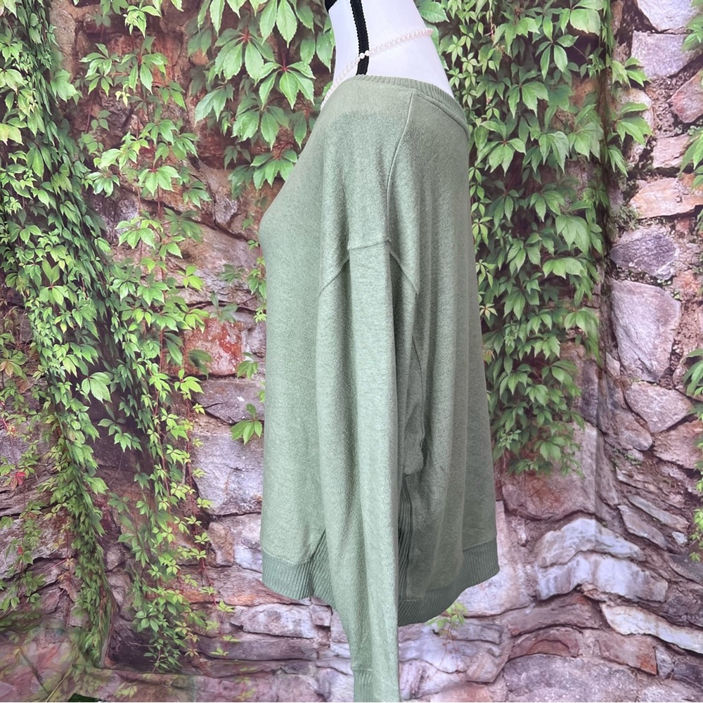 78 & SUNNY Dark Academia Sage Green Dolman Sleeve Spring Sweater, XL - Picture 9 of 14